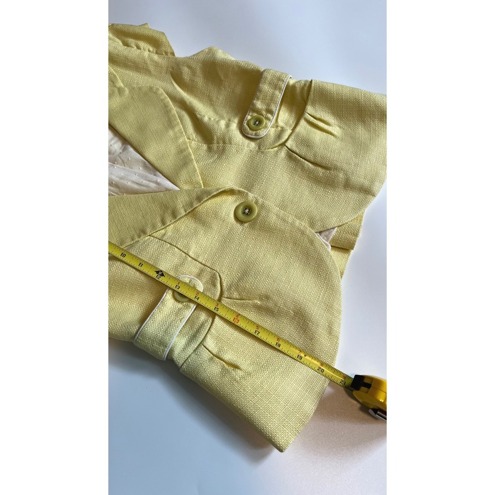 Anthro Elevenses Size 10 Cropped Blazer Vest Yellow Linen Peplum Twee Whimsy - Picture 6 of 10